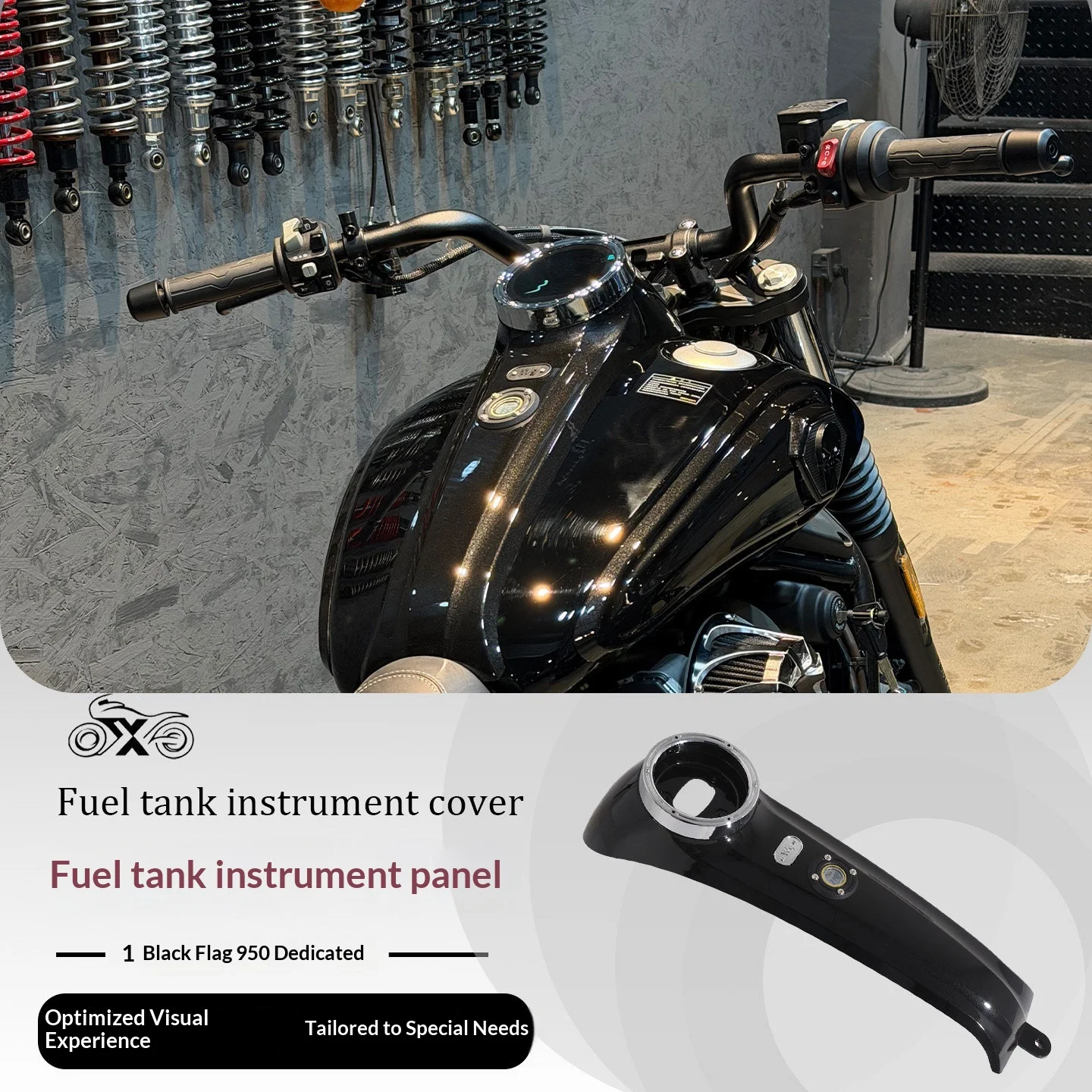【Premium】For Black Flag 950 modified fuel tank dashboard cover features a retro design fuel tank cover decorative cover made of