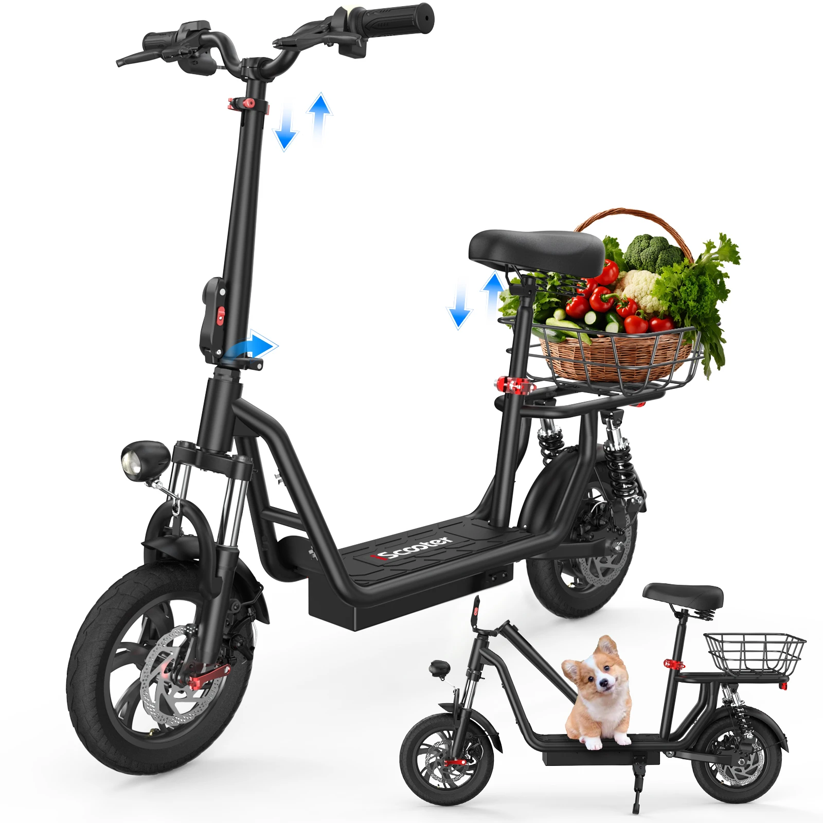 I12 è una bicicletta elettrica da 12 pollici, con motore da 500 W, batteria da 36 V e 7,5 Ah, dotata di sella, con una velocità massima di 40 km/h e un'autonomia di 35 km.