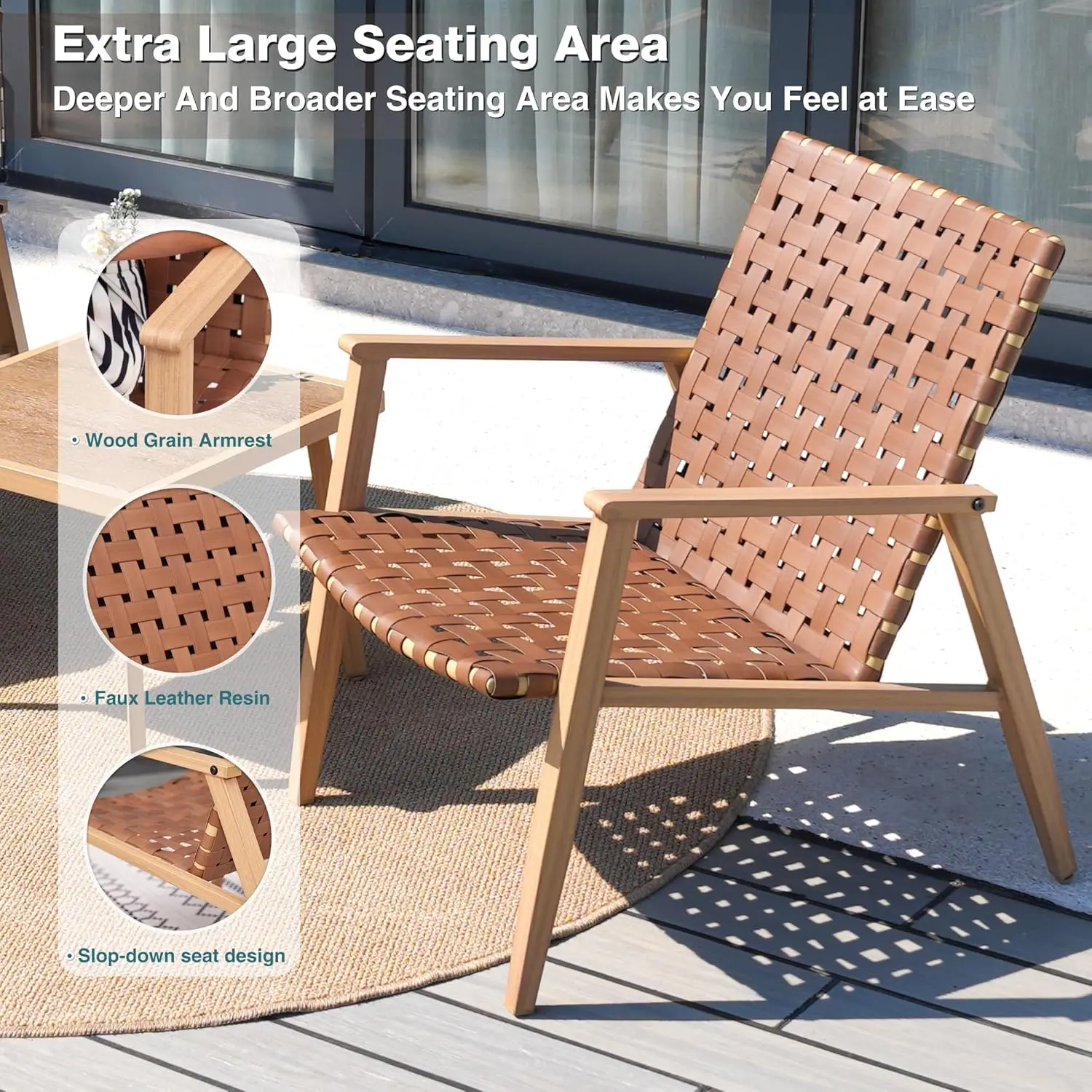 Conjunto de Bistrô para Pátio de 3 Peças, Conjuntos de Cadeiras para Conversação ao Ar Livre com Mesa de Centro, Conjunto de Móveis para Pátio, Varanda e Quintal, Personalizado