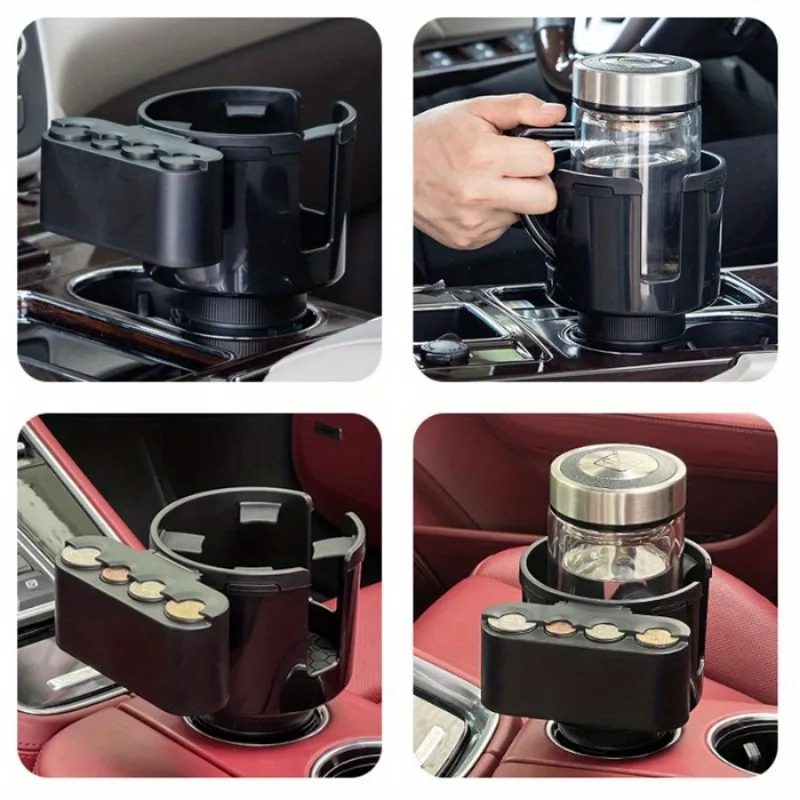 

Car Center Console Cup Holder - Multifunctional Large Size Water Bottle Stand with Coin Box