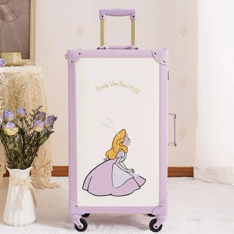 Hot!New Retro PU leather suitcase women purple travel bag boarding box trolley suitcase girls high quality rolling luggage sets