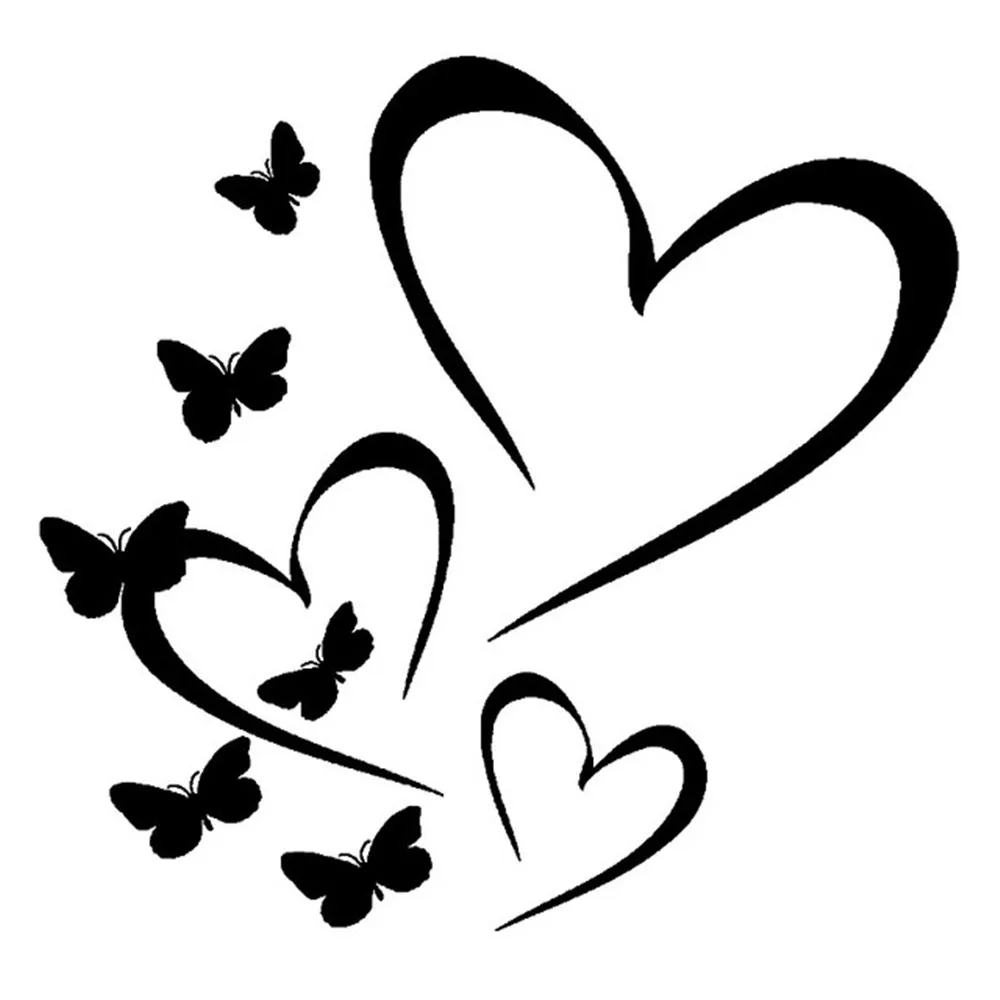 

Elegant Heart Butterfly Vinyl Car Sticker - Waterproof UV Resistant for JDM Auto Body Bumper Window Universal Fit