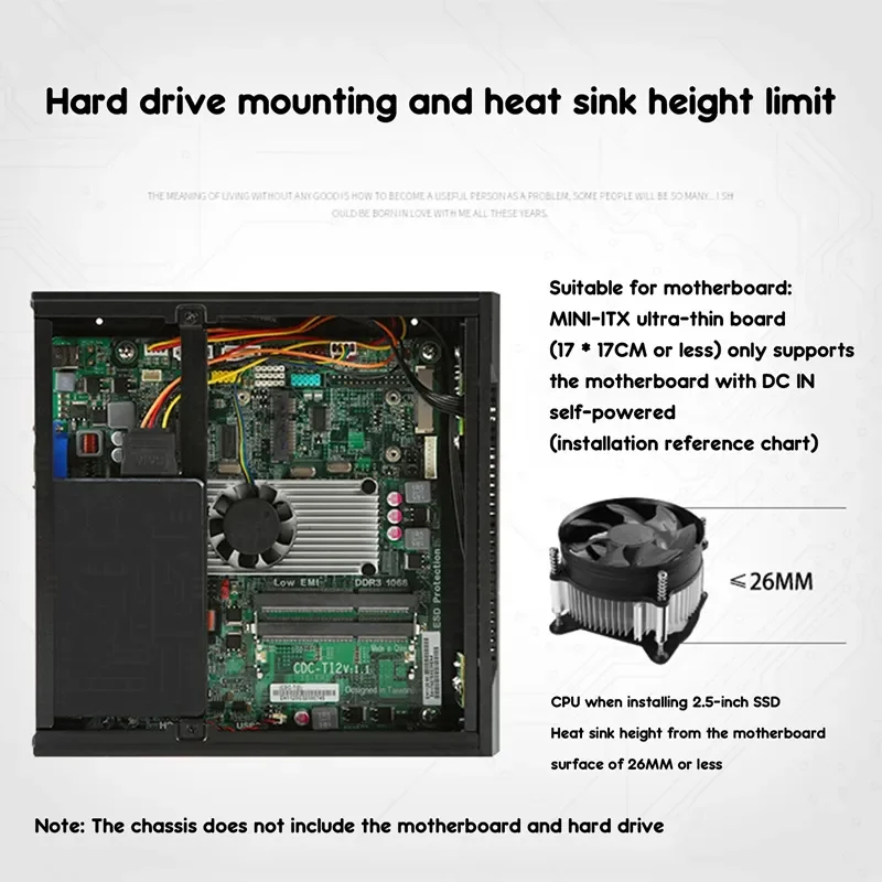 Desktop thin Mini ITX Case ITX Game Computer Chassis HTPC Chassis Desktop Back Mount Mini Chassis TYPE C