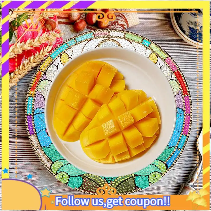 Latest-4Pcs DIY Diamond Art Painting Placemat Round Non-Slip Acrylic Table Mats For Table Decor Durable A