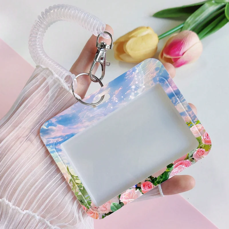 شجيرات الورد الجميلة كم بطاقة أفقية ، بطاقة هوية الطالب ، بطاقة الوصول إلى الحرم الجامعي ، بطاقة الحافلة ، غطاء واقي مقاوم للماء ، سلسلة المفاتيح