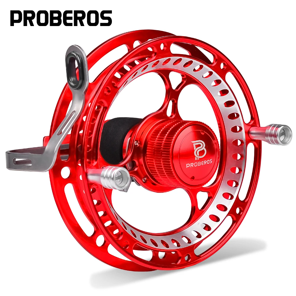 PROBEROS 2+1 Ball Bearings Fly Reel Light Weight Fishing Wheel CNC Machine Cut Large Arbor Die Casting Aluminum Grain Reel Pesca