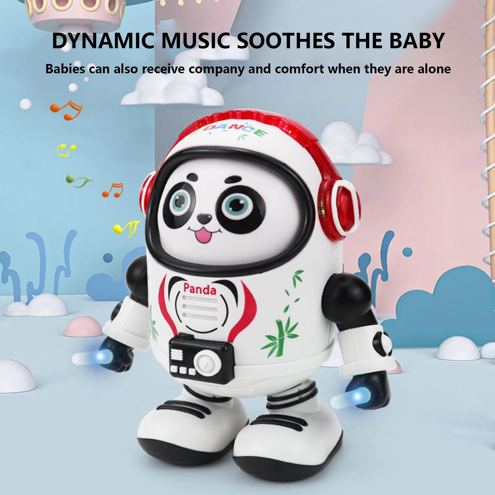 댄스 음악 공간 팬더 모양 로봇 전기 춤 로봇 어린이를위한 뮤지컬 대화 형 장난감 어린이 조기 교육 아기 장난감