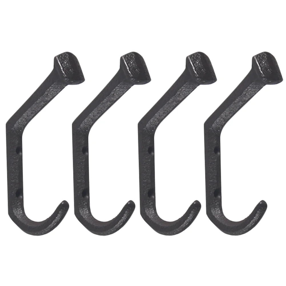

4 Pcs Cast Iron Hook Hat Hangers for Wall White Ordinary Coat Hooks Mounted Metal Key Duty Clothes Rack