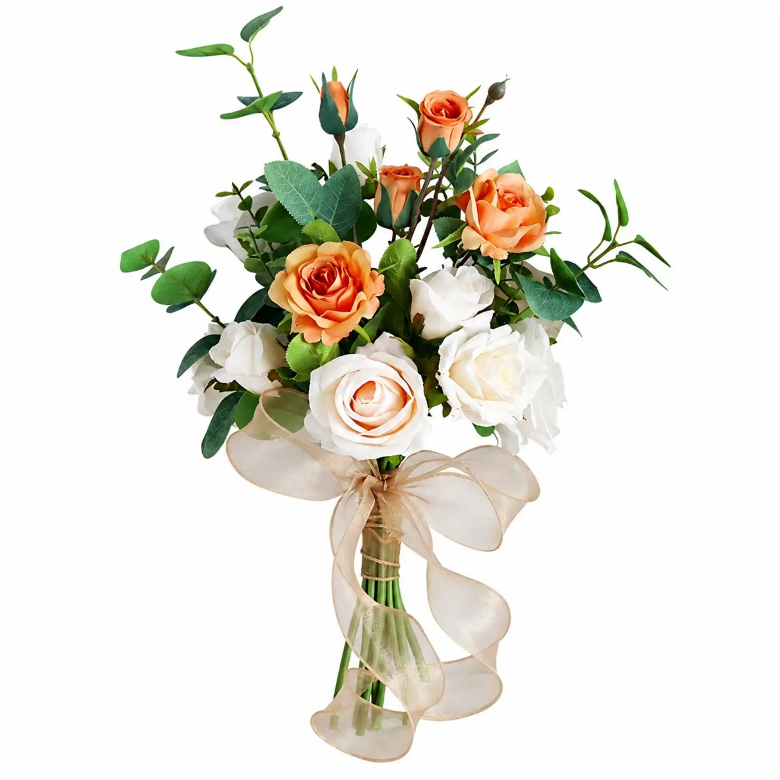 Handheld Silk Flower Bridal Bouquet Artificial Rose Stem for Bridal Photo Props and Home Display