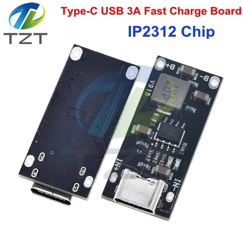 Tipo-c entrada usb de alta corrente 3a polímero ternário bateria de lítio placa de carregamento rápido ip2312 cc/cv módulo 5v a 4.2v qc3.0