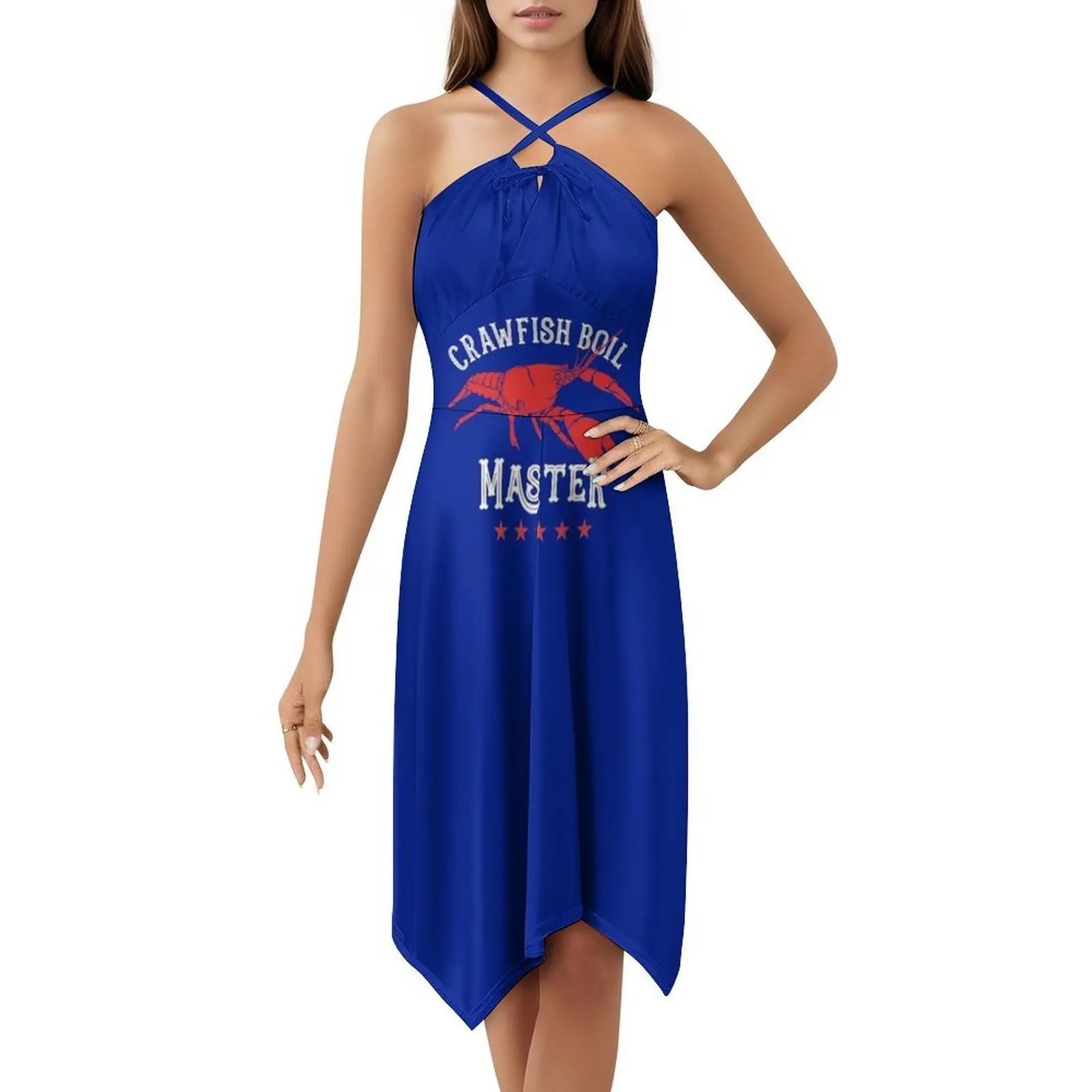 5 نجوم جراد يغلي ماستر كبير أحمر جراد البحر حبيبته العنق فستان أنيق الصيف فستان الحفلات للنساء جراد يغلي