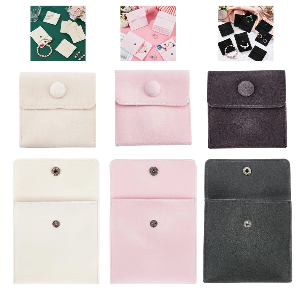 1pc Velvet Jewelry Pouch with Snap Button Necklace Earrings Rings Storage for Ring Necklace Earring Bracelet Gift Bag