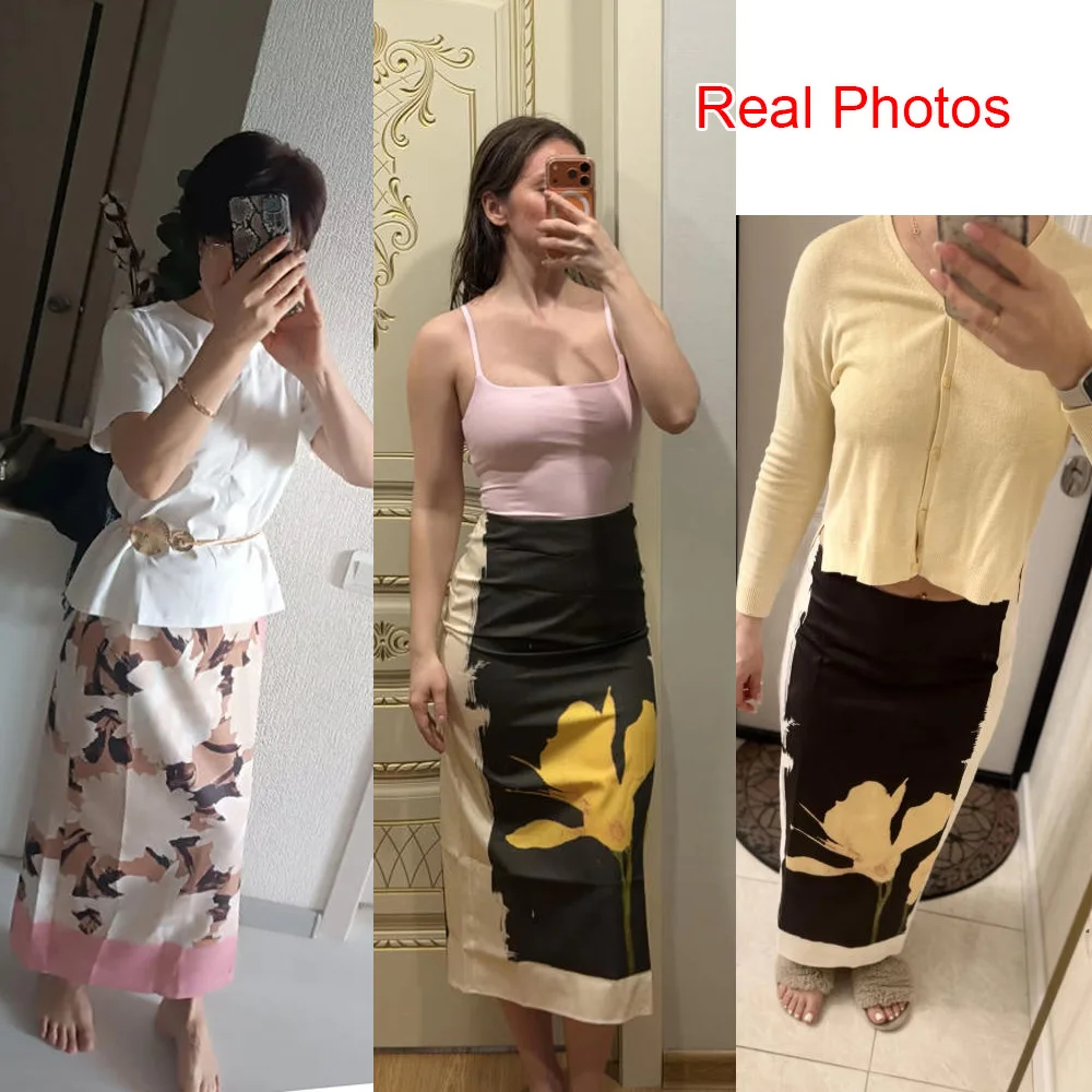 New Women Printed Daily Skirt Female Effect Appointment Midi Skirt High Waist Commute Suitable Slim Fit Skirts