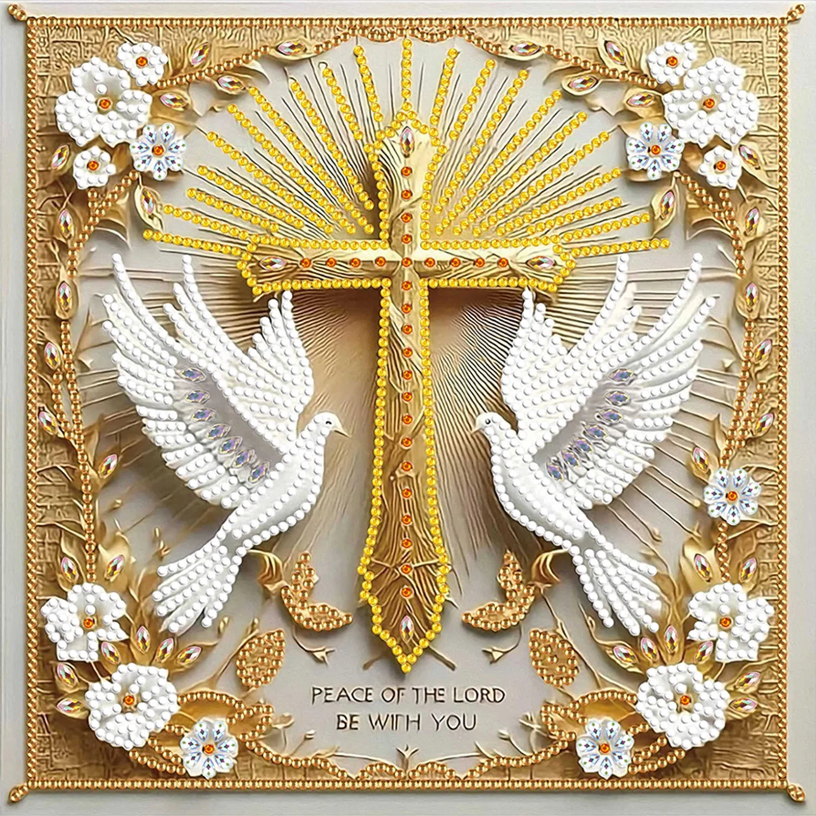 

Cross Dove Special Shaped 5D DIY Partial Drill Diamond Art Kit for Adults Home Wall Decor Crystal Diamond Art 11.81 X11.81inch