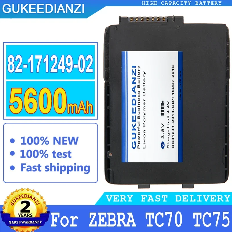 

GUKEEDIANZI Battery for ZEBRA TC70 TC75 for Symbol Scanner, Big Power Battery, 5600mAh, 82-171249-02, 82-171249-01, TC70, New