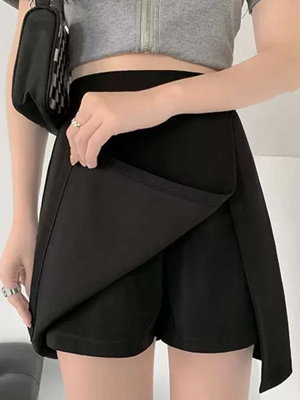 

Шифоновые брюки с высокой талией и широкими штанинами для женщин, летние, тонкие, повседневные, с молнией, из ПВХ и полиэфирного волокна, для женщин среднего возраста