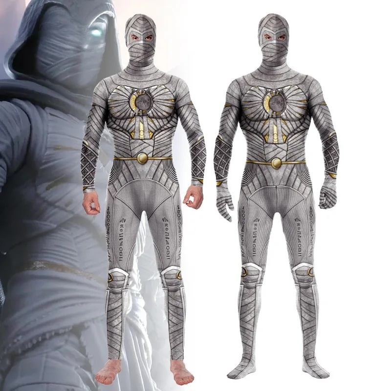 

Взрослый мужской костюм для косплея, аниме, супергерой, лунный рыцарь, комбинезон с принтом, костюм с капюшоном, карнавальная тематическая вечеринка, наряды для ролевых игр