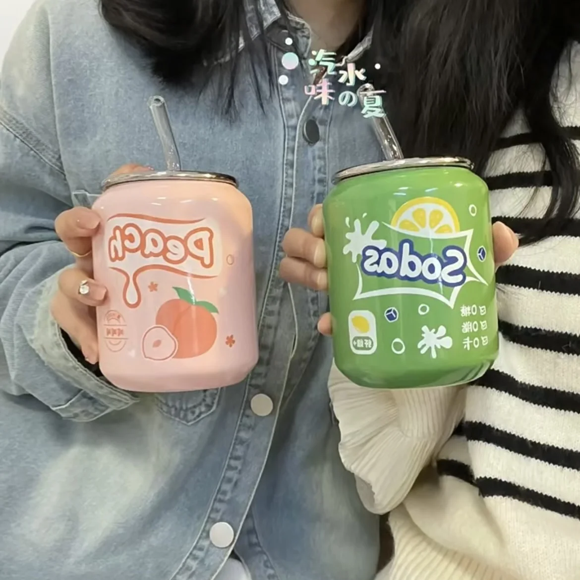 Romantic Couple Mug Ceramic Cups and Bottles Have A Unique Design Fashion Fruit Straw Cup Fresh