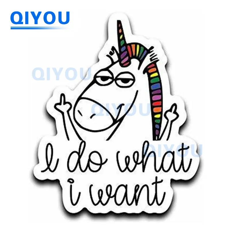 

Fashion Car Sticker I Do What I Want Unicorns Middle Finger Exterior Accessories Car Body Window Laptop PVC Decal