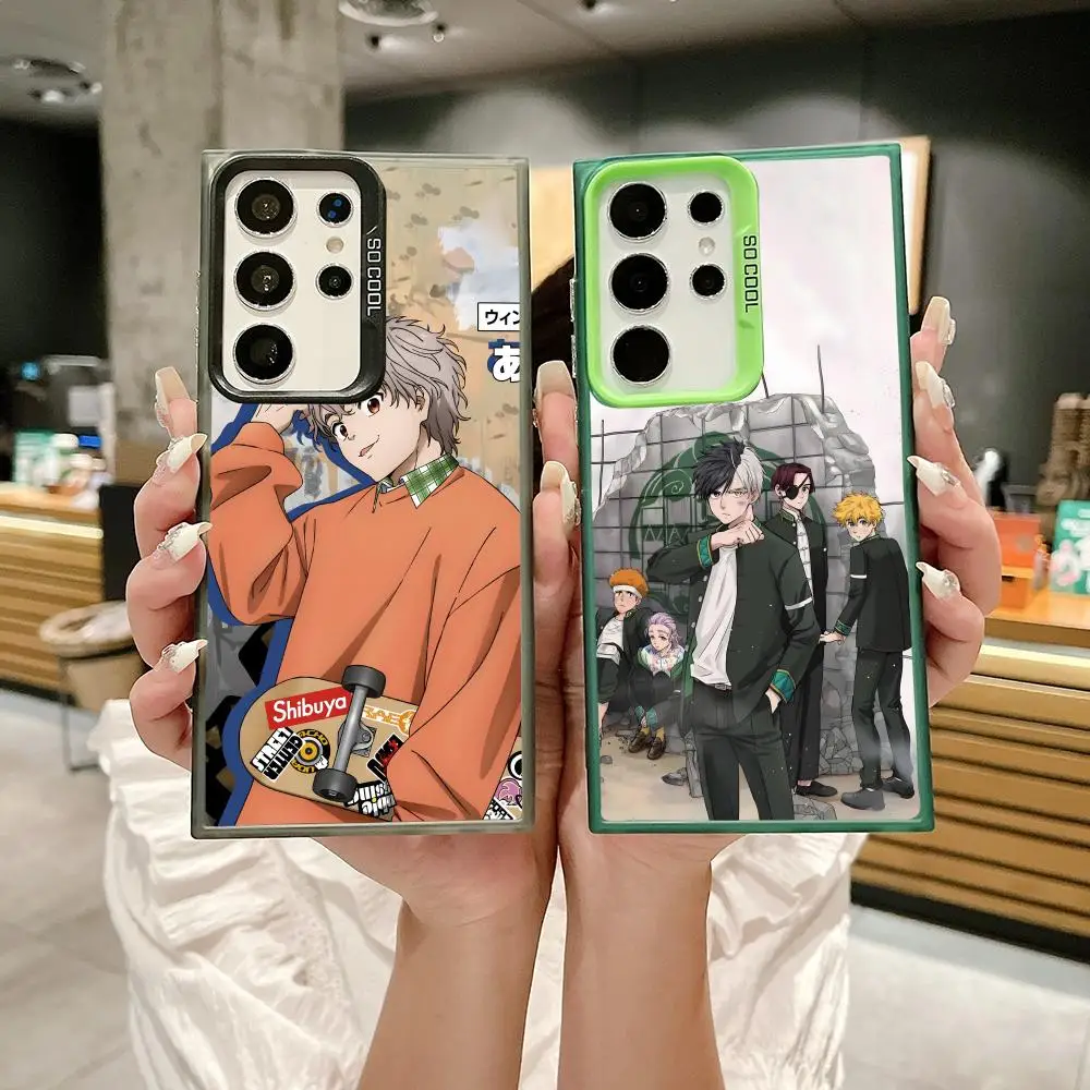 Coque de téléphone Anime w-wind b-breaker, étui en Silicone coloré argenté pour Samsung Galaxy S25 Edge S24 S23 S22 S21 S20 Ultra Funda