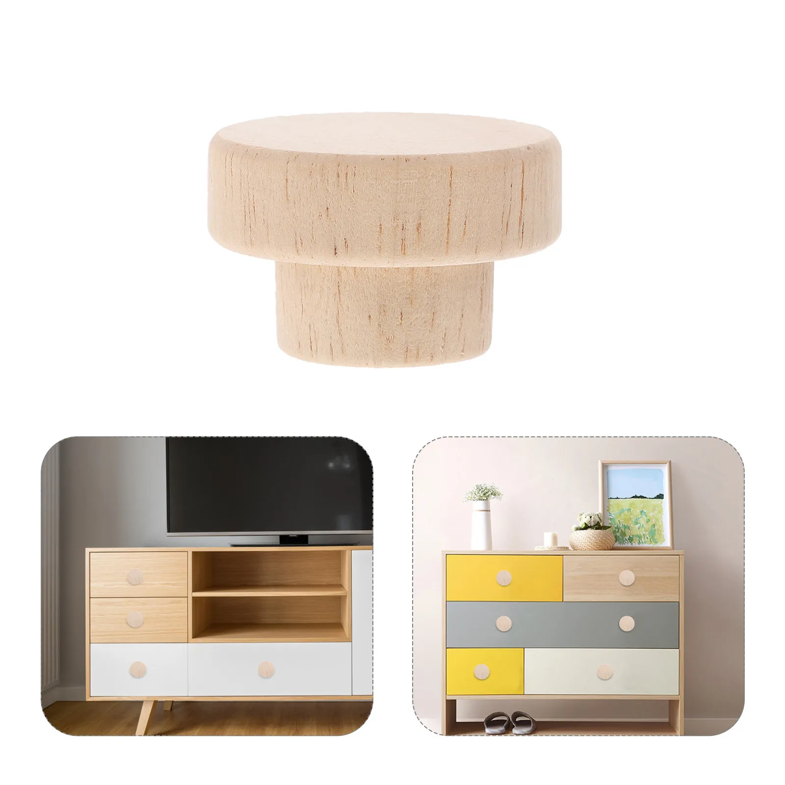 

Набор из 8 деревянных ручек для ящиков, круглые, в скандинавском стиле, для дверей шкафов, комодов, гардеробов, отелей, домашнего декора