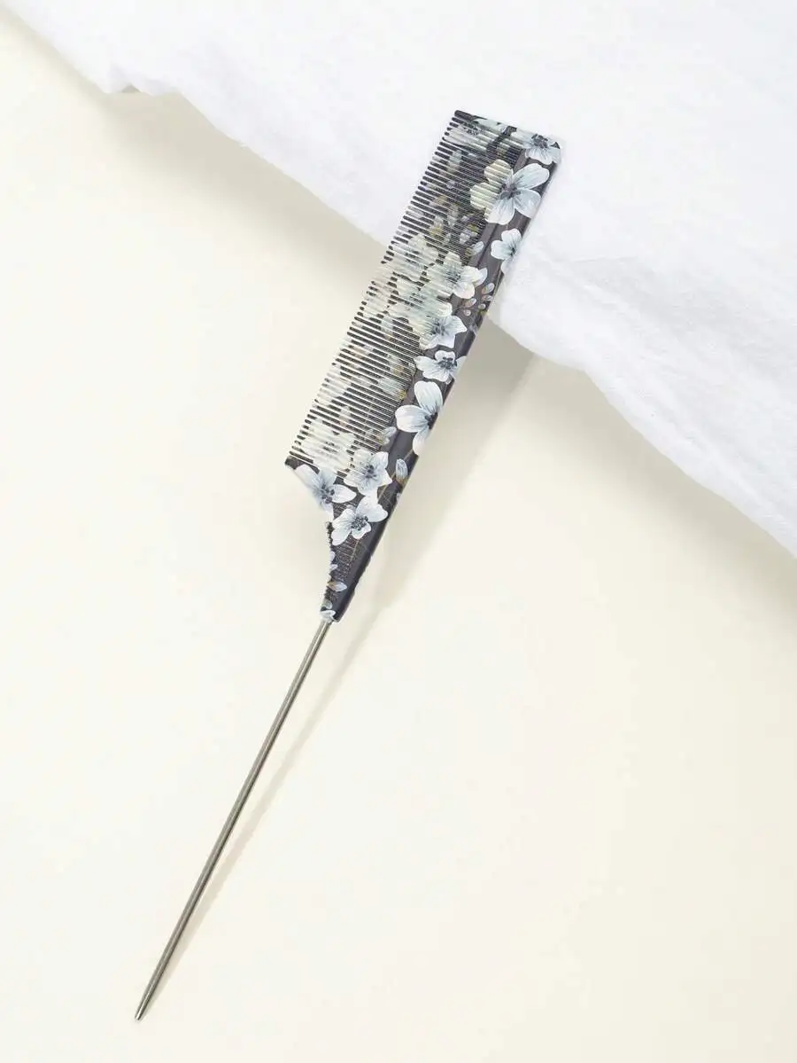 

Pointed Tail Comb Floral Pattern Anti Static Hair Parting Comb For Women