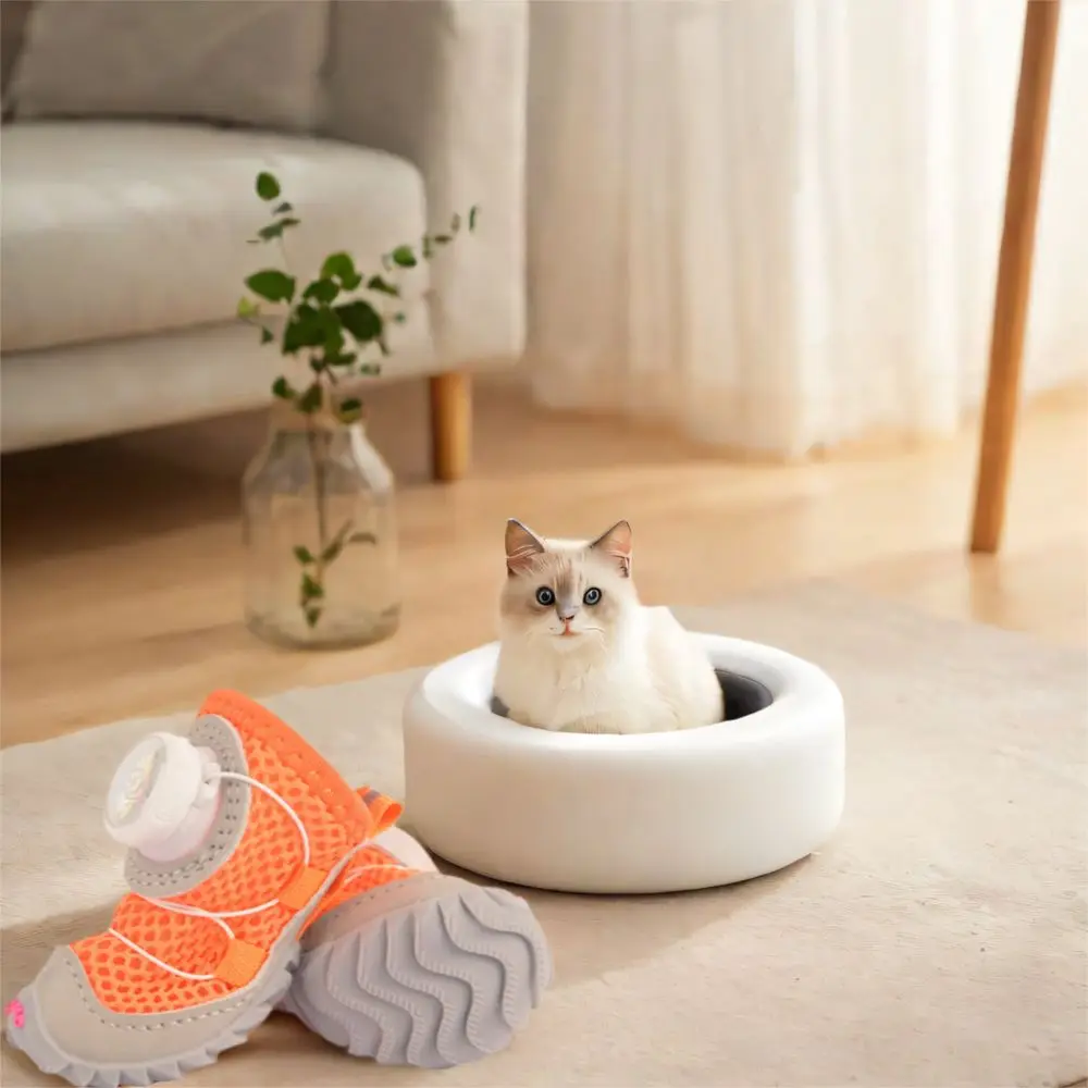 4pcs/set Pet Paw Accessories Breathable Dog Mesh Shoes Adjustable Reflective Pet Boots Thin Anti-slip Dog Footwear Small Dogs
