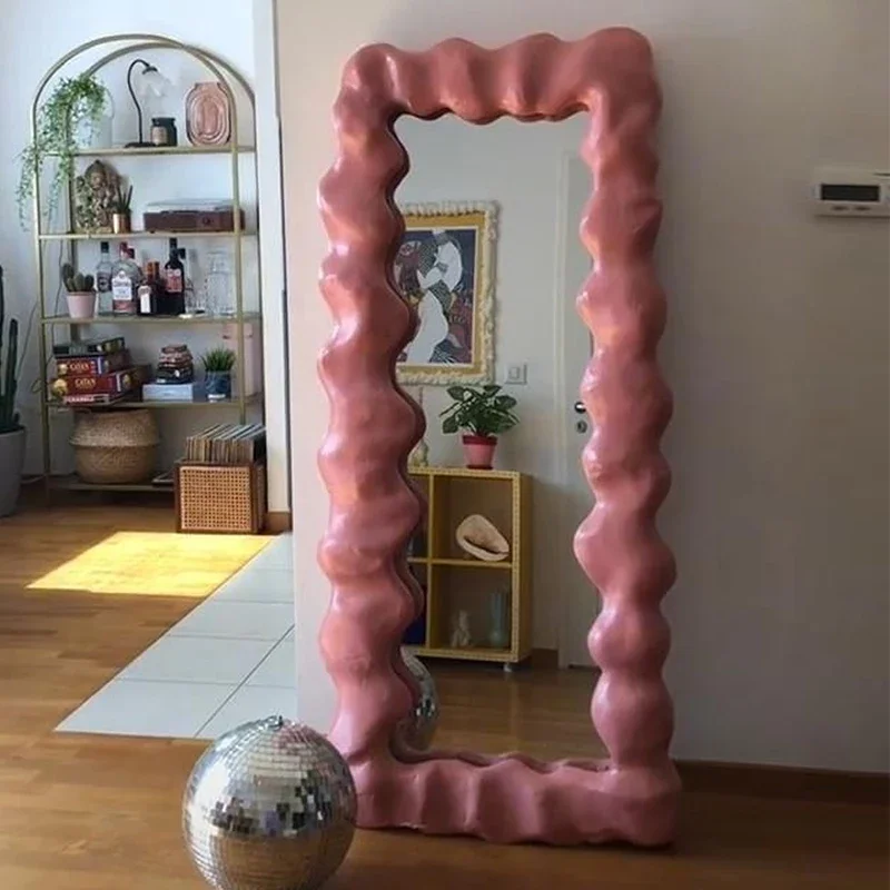 

Минималистское зеркало в корейском стиле, современное зеркало для всего тела, эстетическое зеркало для всего тела, необычное волнистое простое зеркало Spiegel Wand, товары для дома