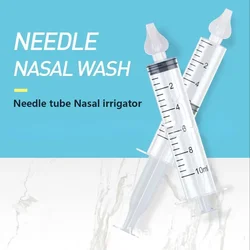 Aspirador Nasal de tubo de aguja con cabeza de silicona, suministros para el cuidado del bebé, limpiador Nasal, arandela Nasal para rinitis de bebé, 2 piezas, 10ML