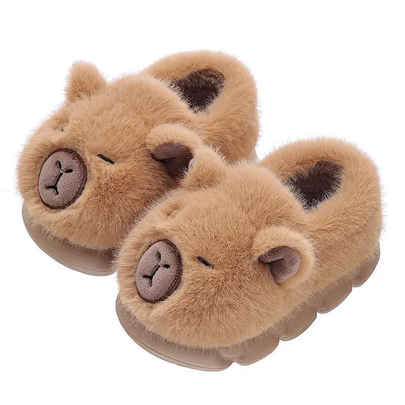 Kawaii Casual Shoe Childrens Shoes Winter Cotton Slippers Boys Girls Warm Plush Closed Back Family Sizes Baby Toddler Kids Cozy
