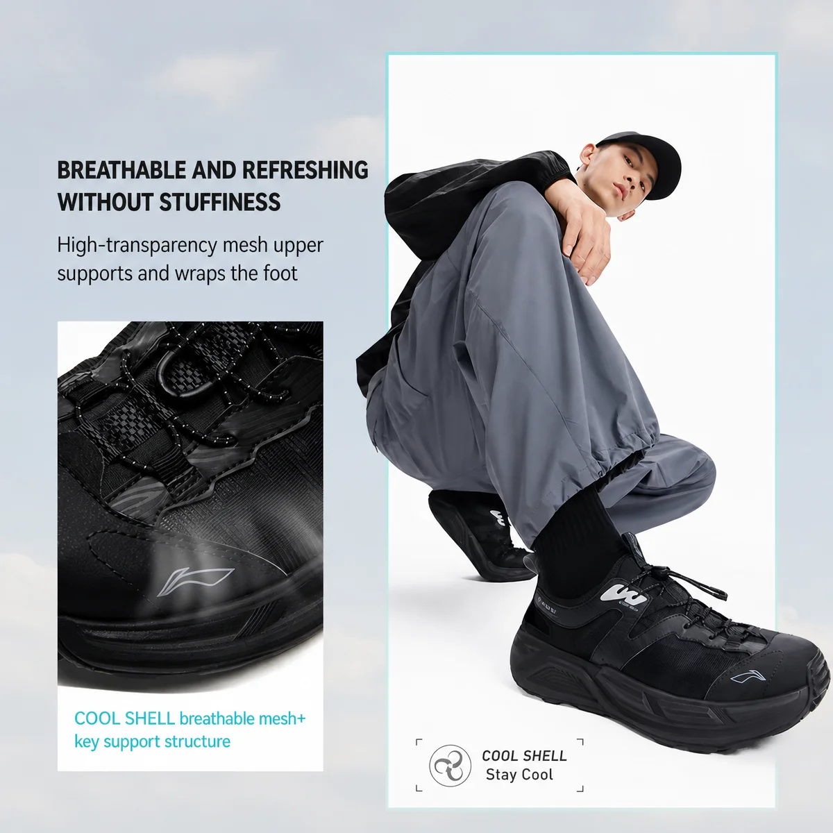 Li-Ning Unisex WUI COBBLES Outdoor Sandals Breathable Shock Absorption Lightweight Stable LiNing Leisure Sandals AGHW003 image 4