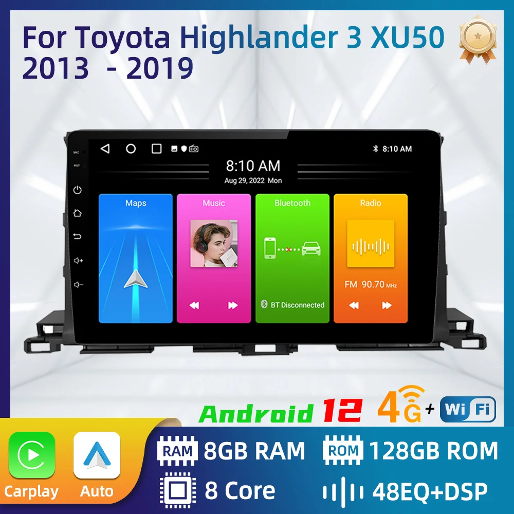 

Car Radio For Toyota Highlander Kluger XU50 2013 - 2019 2 Din Android Car Multimedia Player GPS Navigation Carplay Touch Stereo