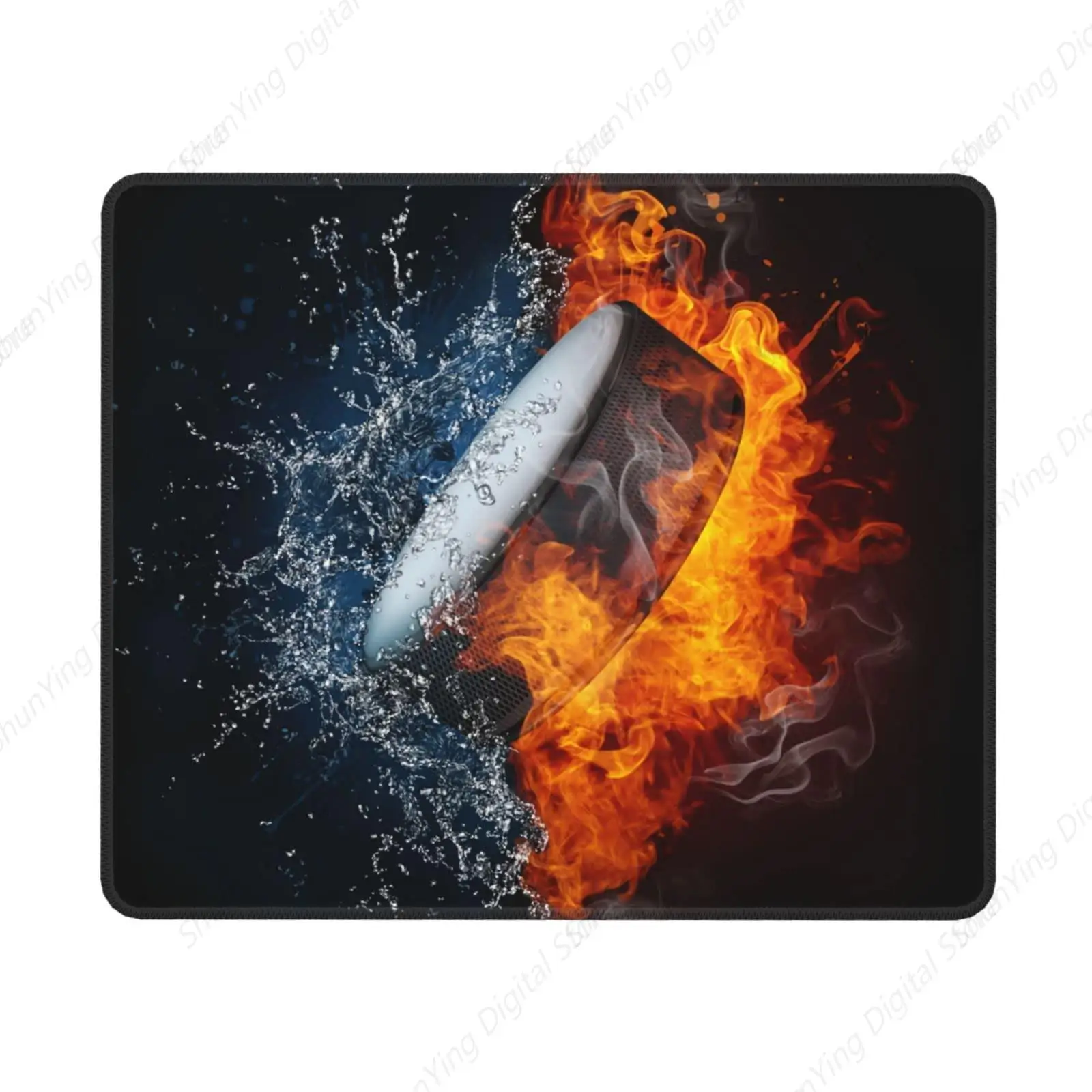 

Boy's Gaming Mouse Pad With Ice Hockey Fire Water Pattern Sewn Edges Suitable For Home Office Computers Laptops Anti Slip