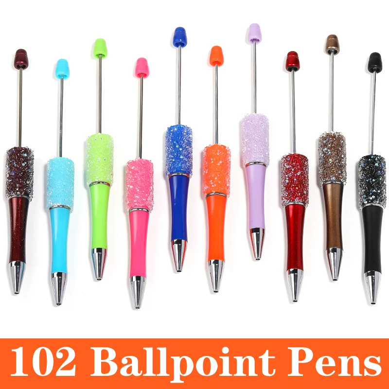 102Pcs Wholesale Full Star Beaded Pen Creative DIY Handmade Sticker Set Diamond Beaded Ballpoint Pens Advertising Gift Pen