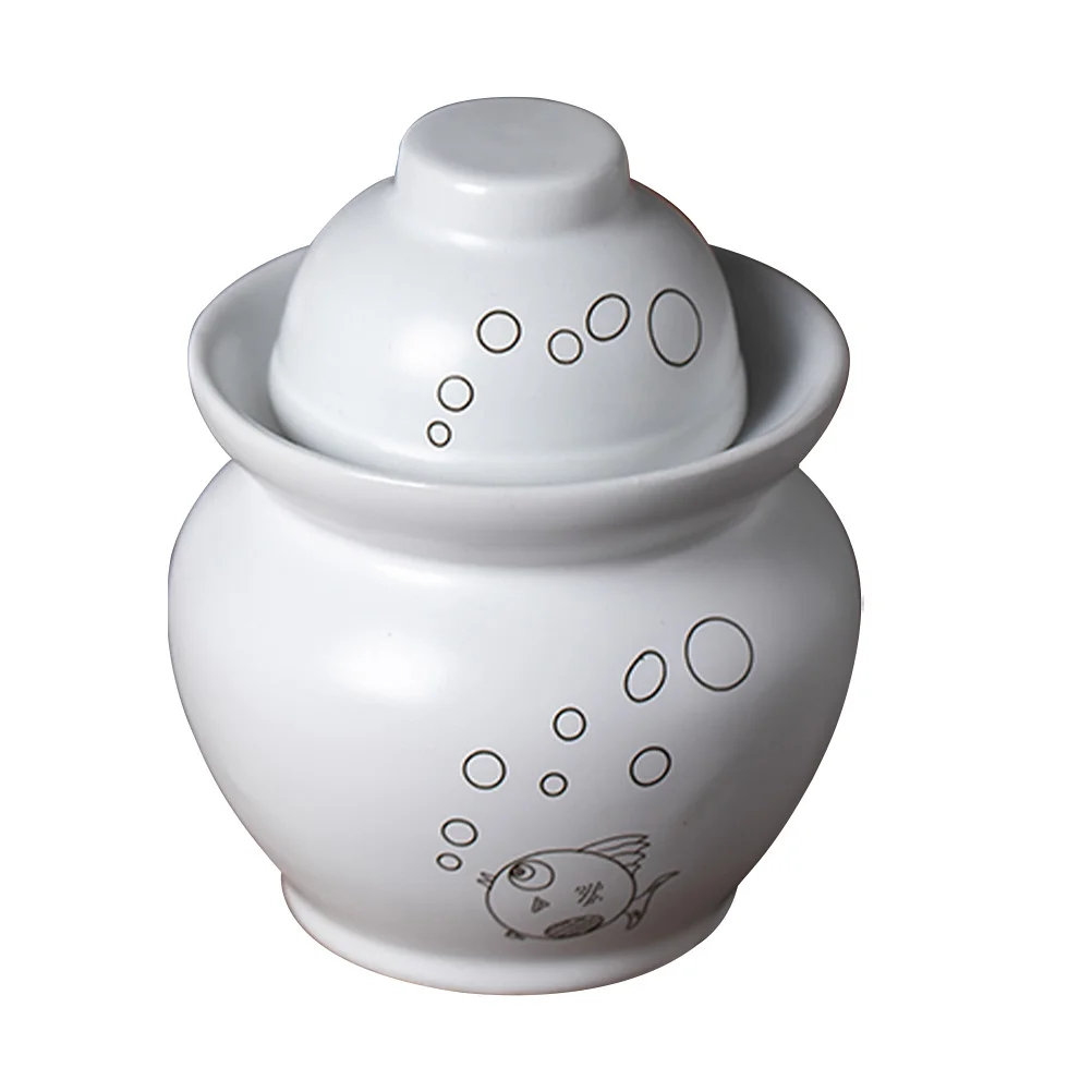 

Small Ceramic Kimchi Sealed Jar Kitchen Pickle Storage Container Compact Airtight Pickled Vegetable Fermenting Crock