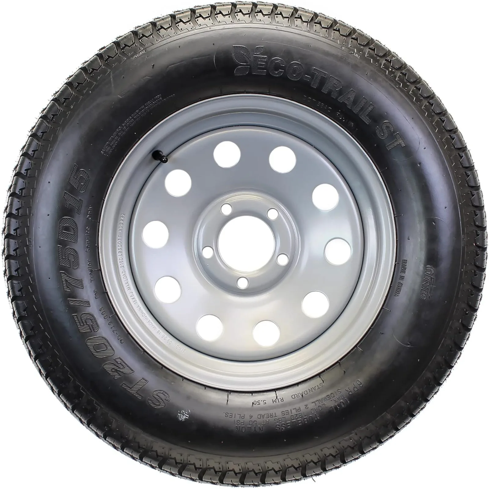 US Trailer Tire On Rim ST205/75D15 F78-15 205/75-15 Load Range C 5 Lug Wheel Silver Mod - 2 Year Warranty w/Free Roadside