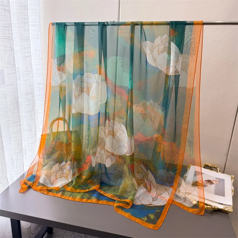 

Lightweight Polyester Women Thin Scarf Versatile Breathable Women's Satin Hijab Soft 185*120cm Bandanas Daily Use