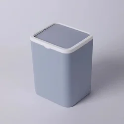 1pc Mini Square Storage Bin With Lid, Plastic Desktop Trash Can, Compact Home Desk Wastebasket With Flip Top, Small Garbage Cont