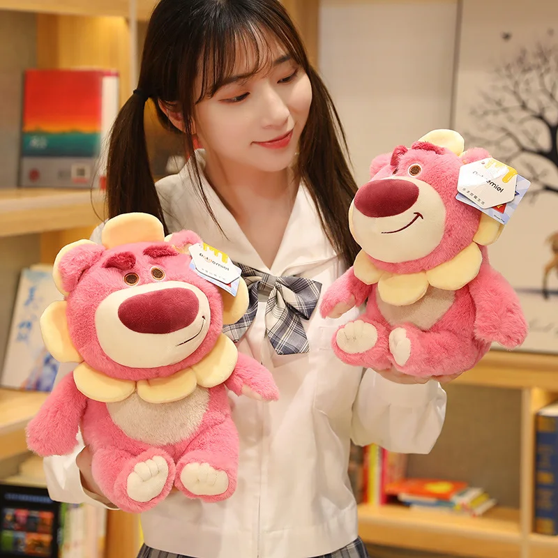 27cmGenuine Disney Kawaii Plush Lotso Winnie The Pooh Strawberry Bear Fragrance Doll Birthday Gift Flower Fairy Sachet Plush Toy