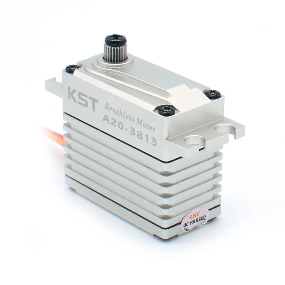 Serwo cyfrowe bezszczotkowe KST A20-3813, wysokie ciśnienie, przekładnia ze stali fosforowo-brązowej hartowanej, 0,12 s, moment obrotowy 43 kg do modeli RC