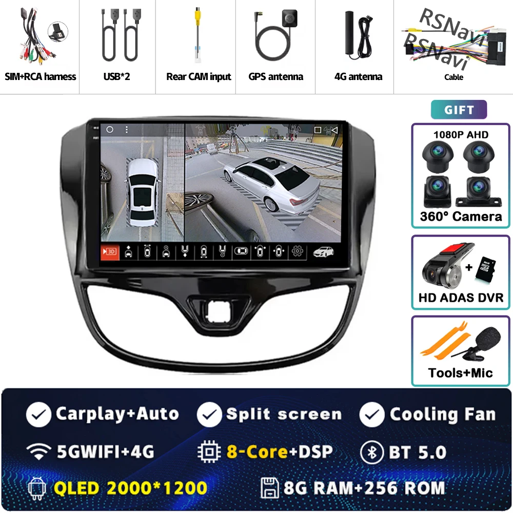 Android 15 Carplay Auto Qualcomm 2K QLED Scherm Autoradio Speler Voor Opel Karl Vinfast Fadil 2017-2020 GPS multimedia Wifi DSP