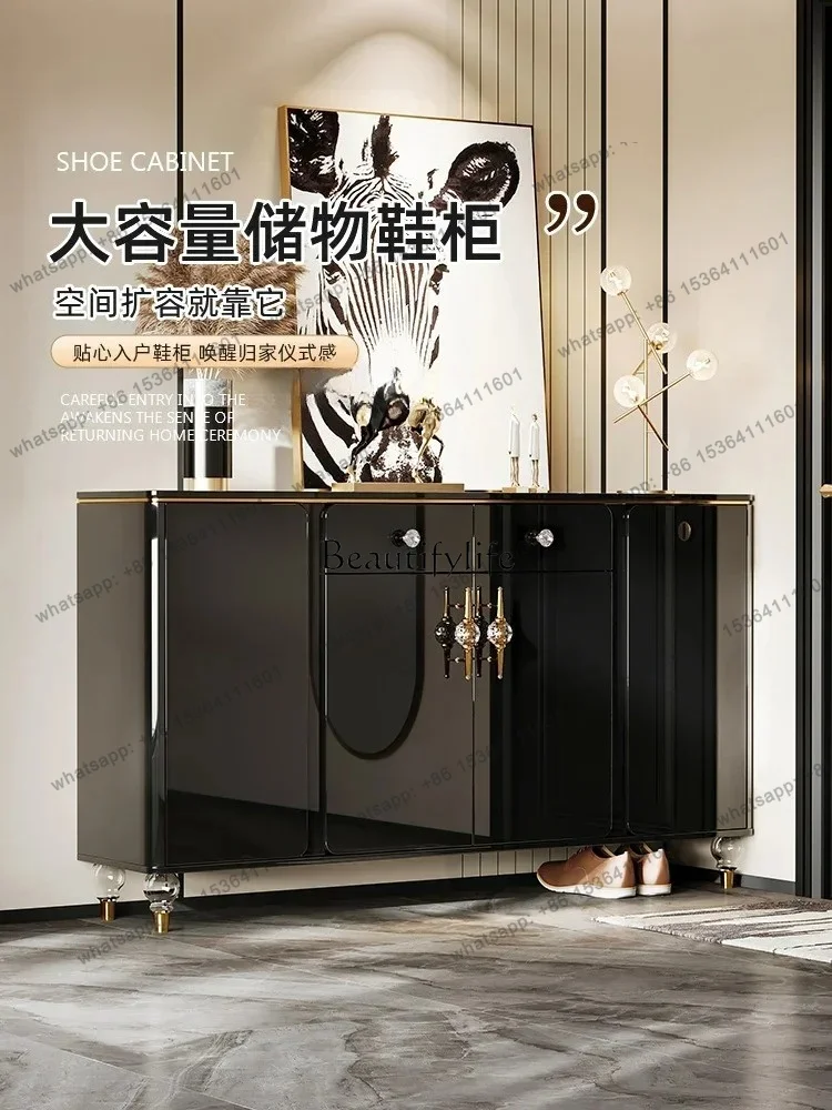 Cabinet Light Luxury High Sense Home Door Large Capacity Modern Black Entrance Entrance Cabinet Integrated Partition