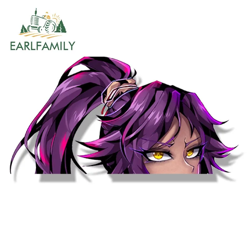 EARLFAMILY Gothic Tattoo Shihouin Yoruichi Fanart Car Sticker Anime Bleach Waifu Decal JDM Cartoon Peeker Girl Graffiti Stickers