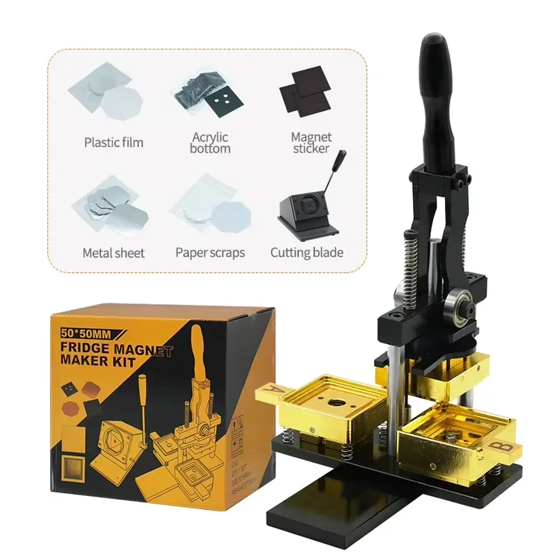 2026 New 50x50mm Square Fridge Magnet Maker Machine Manual Plastic Button Badge Maker for Acrylic/Cardboard Sticker