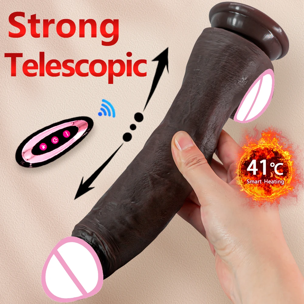 10.6in Long Realistic dildo Black vibrator penis telescopic Swing Heating silicone dildo remote control Dildo Vibrator for wome