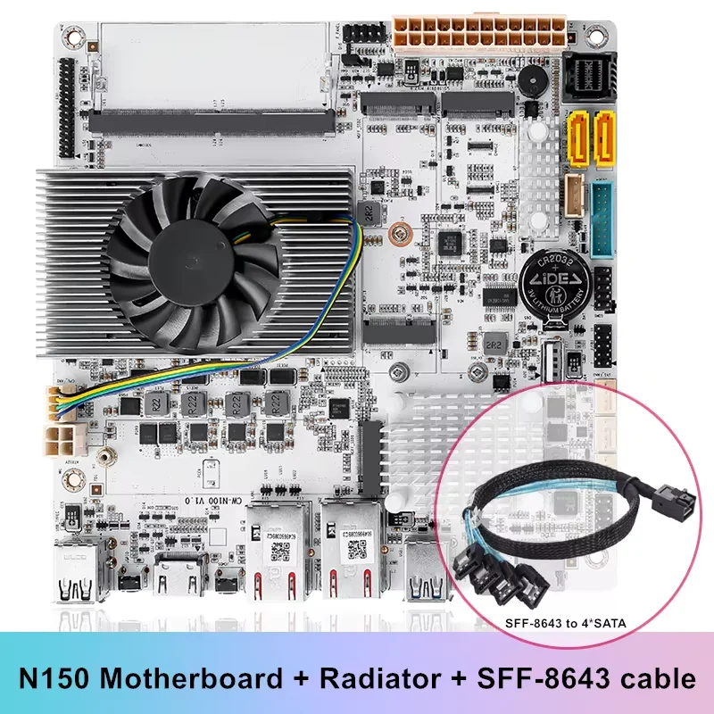

Topton NAS Motherboard Intel N150 2*X550-AT2 NICs 2x10G LAN 3*M.2 NVMe Max 6*SATA3.0 TF eMMC slot Firewall Mini ITX Mainboard