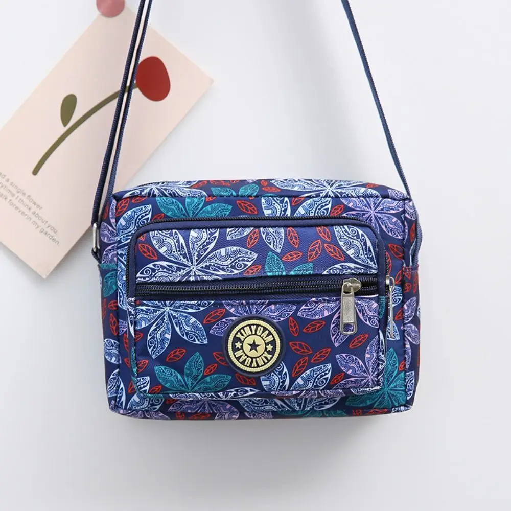 

Nylon Shoulder Bag Casual Multi Layered Floral Print Vintage Tote Bag Classic Handbag Student