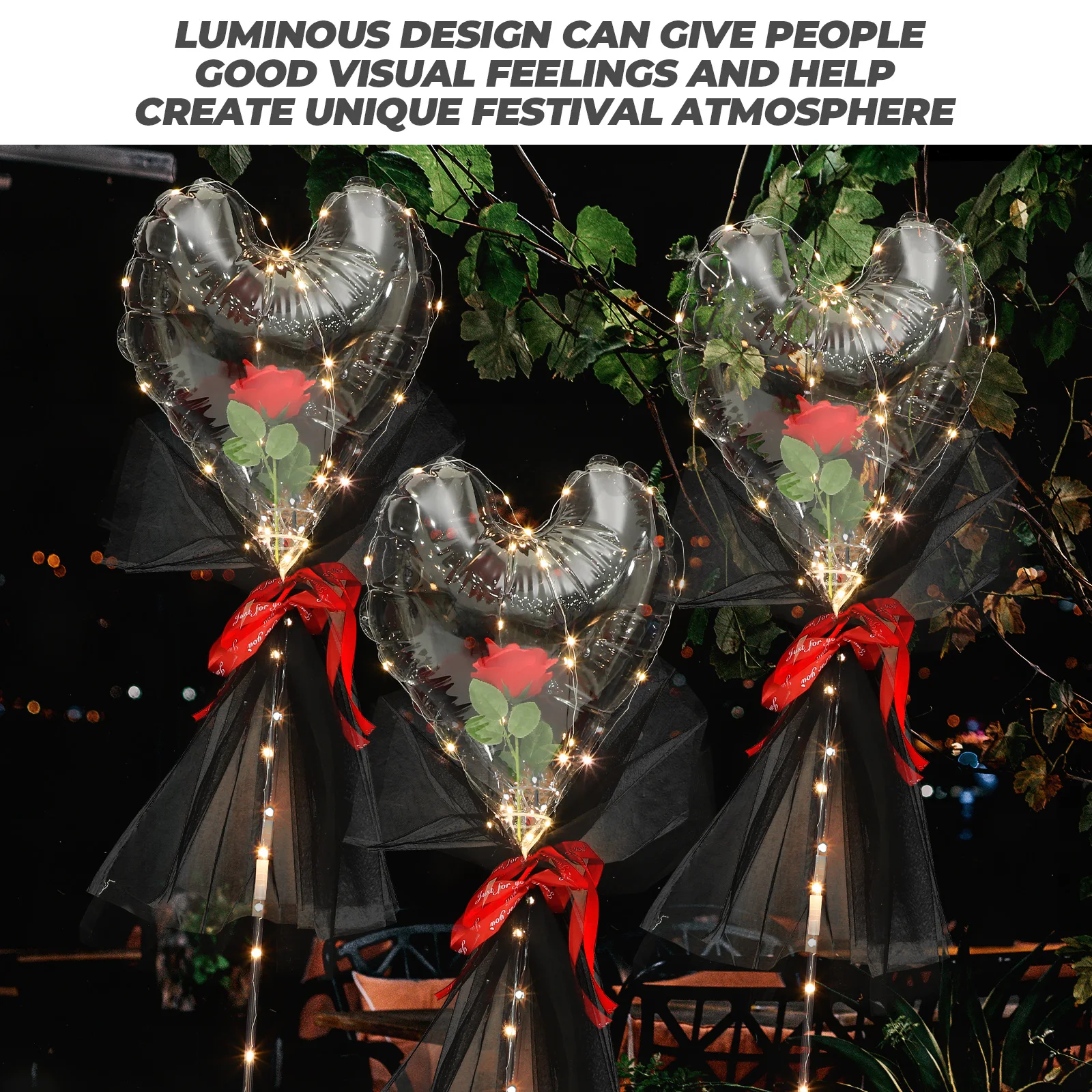 

2 Pcs Heart Prop Wedding Favor Party Decoration Balloon Flower Plastic Bouquet Decorations