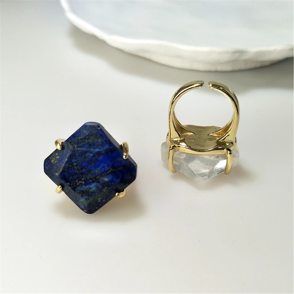 1Pcs Claw Setting Natural Semi Precious Stone Ring High Quality Adjustable Rings Suitable For Valentine's Day Gifts RG095 view 3