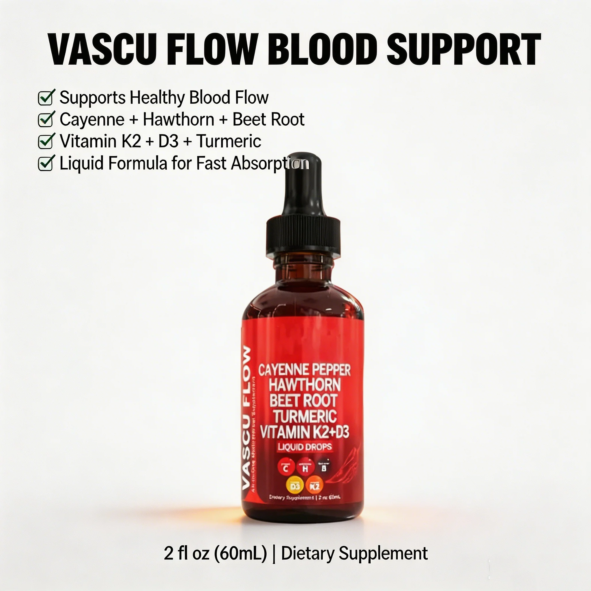 Vitamin D3 K2 Drop - Natural Cayenne Pepper Liquid Drops 60ml
